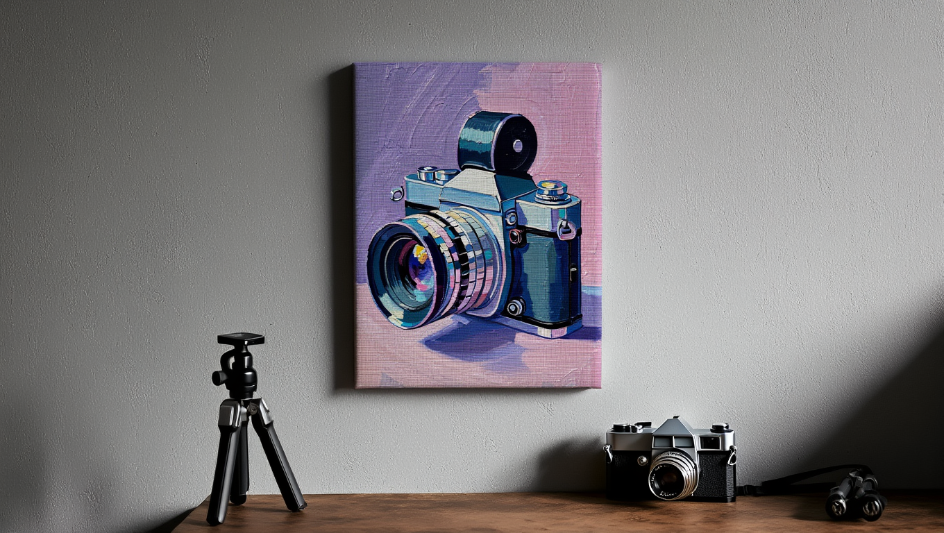 Vintage Camera Pop Art - Premium Canvas Art Print