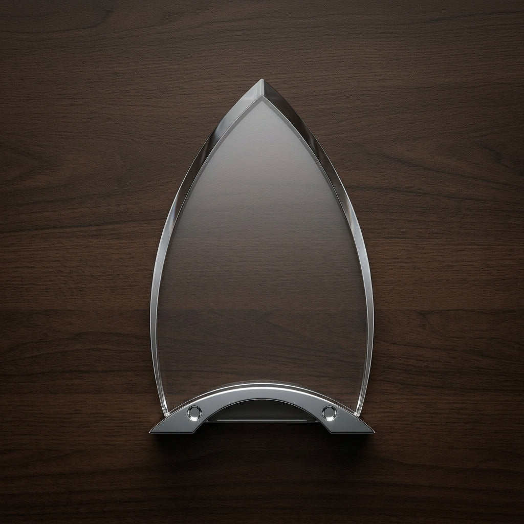 Executive Crystal Flame Award on Metallic Stand