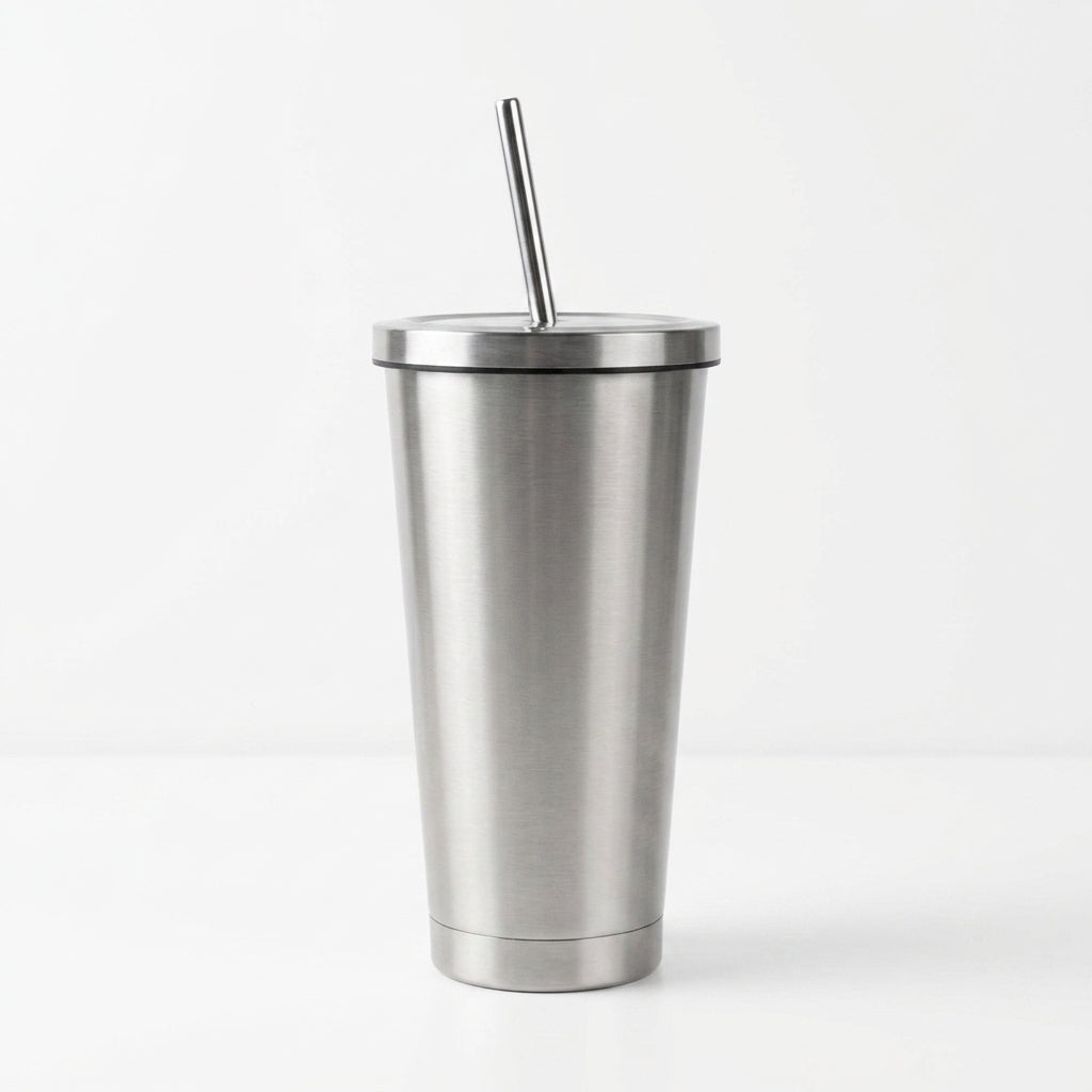 Personalized Stainless Steel Tumbler with Metal Straw
