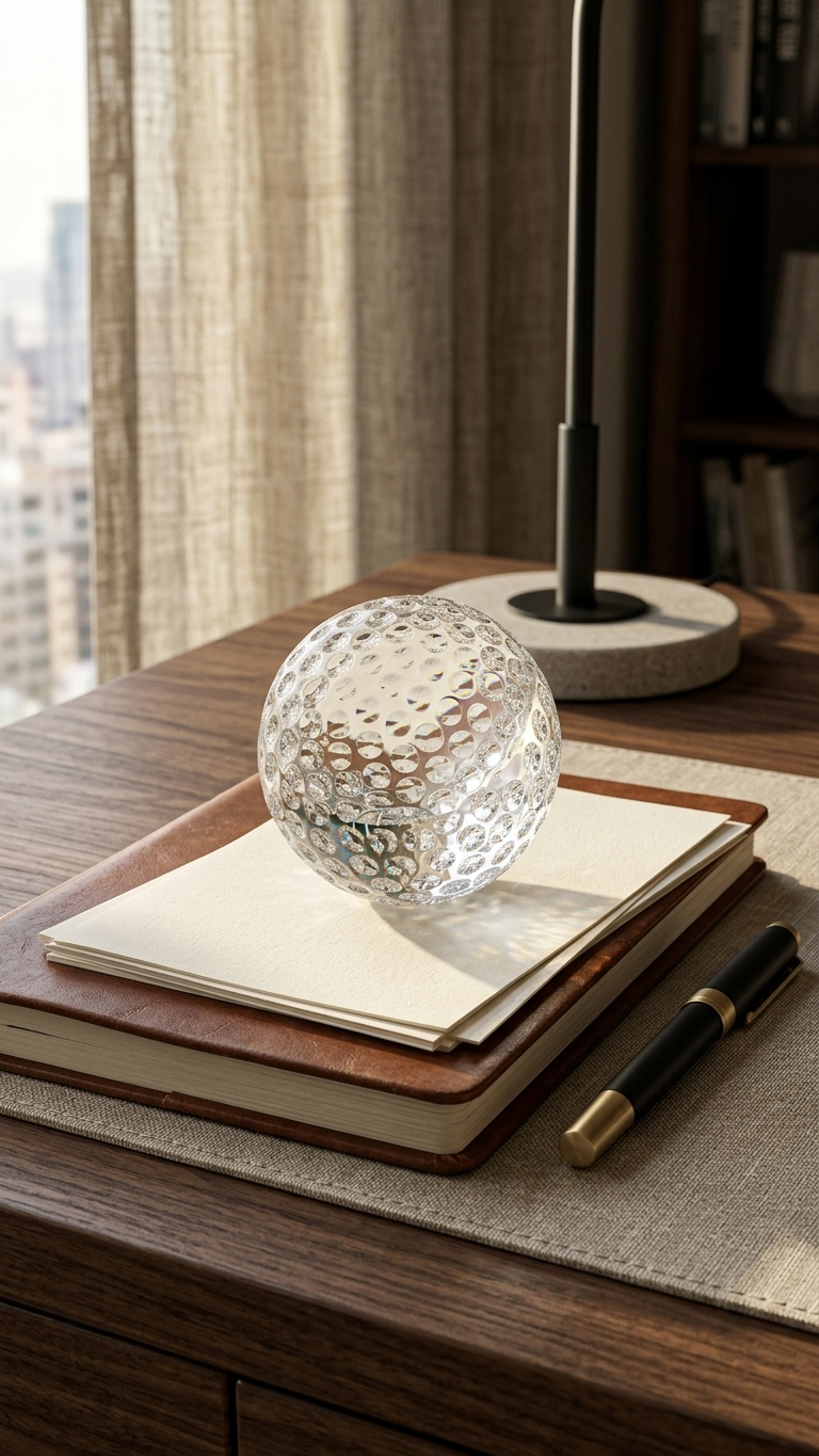 Small Custom Laser Engraved Crystal Golf Ball Trophy