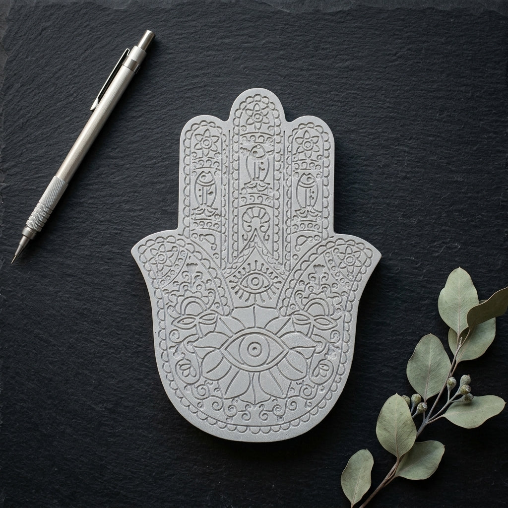 Detailed Concrete Hamsa - Modern Protection Symbol