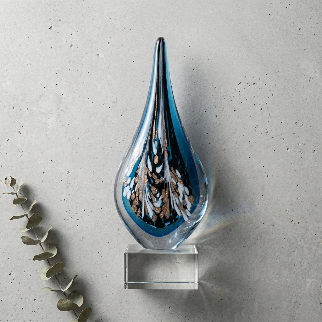 Artisan Hand Blown Glass Teardrop Sculpture
