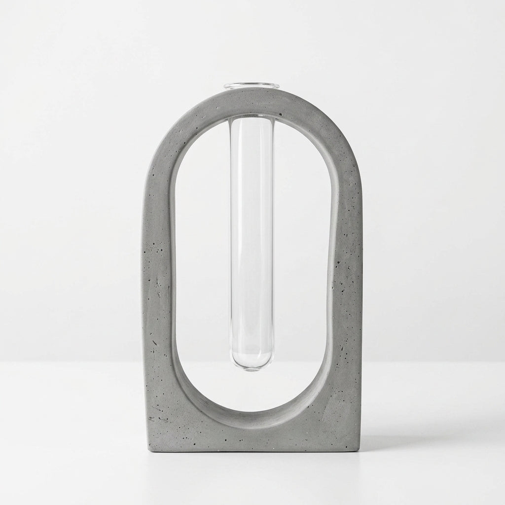 Modern Concrete Vase with Plastic Tube