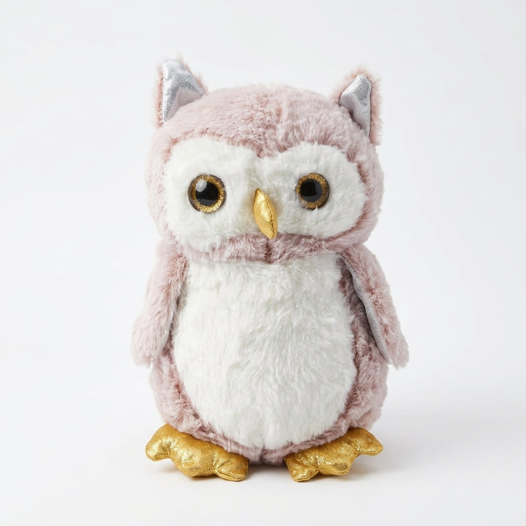 Sparkling Gold Eyes Owl Plush