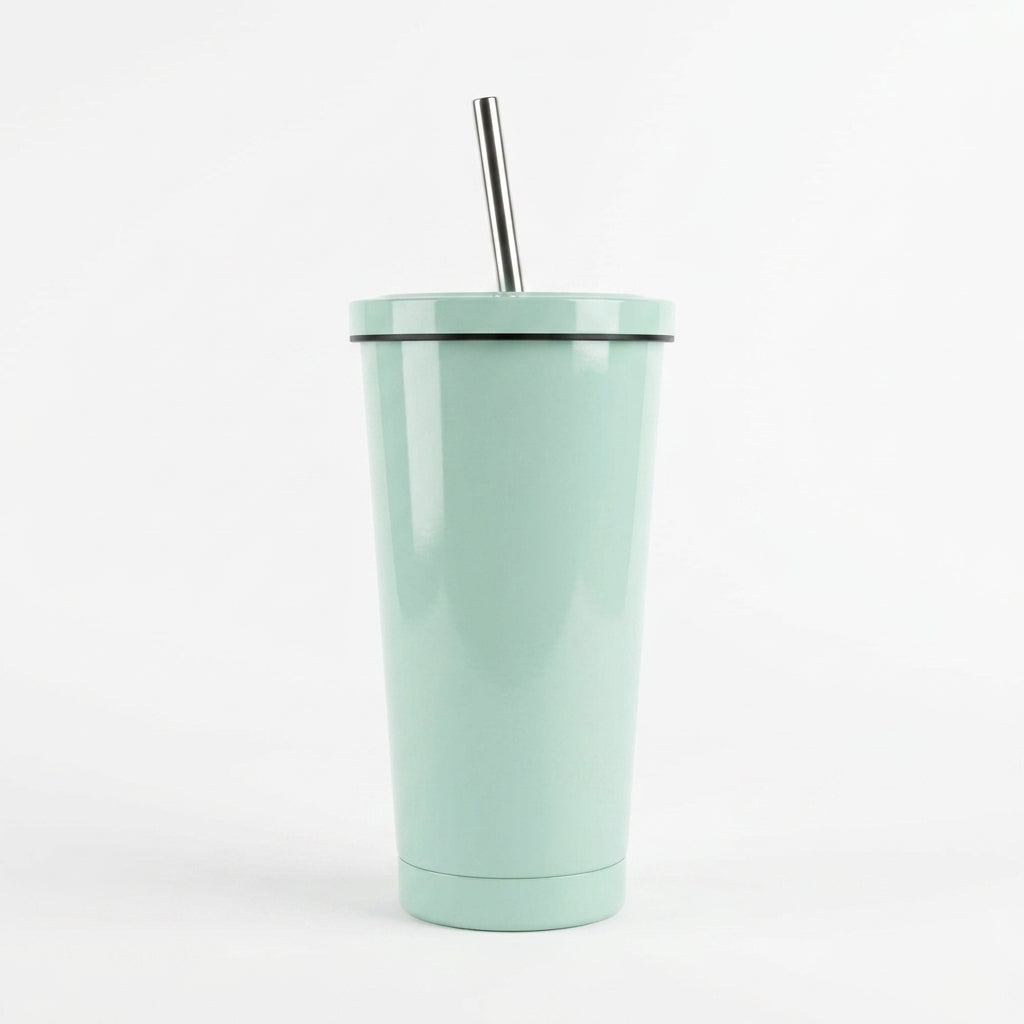 Personalized Stainless Steel Tumbler with Metal Straw