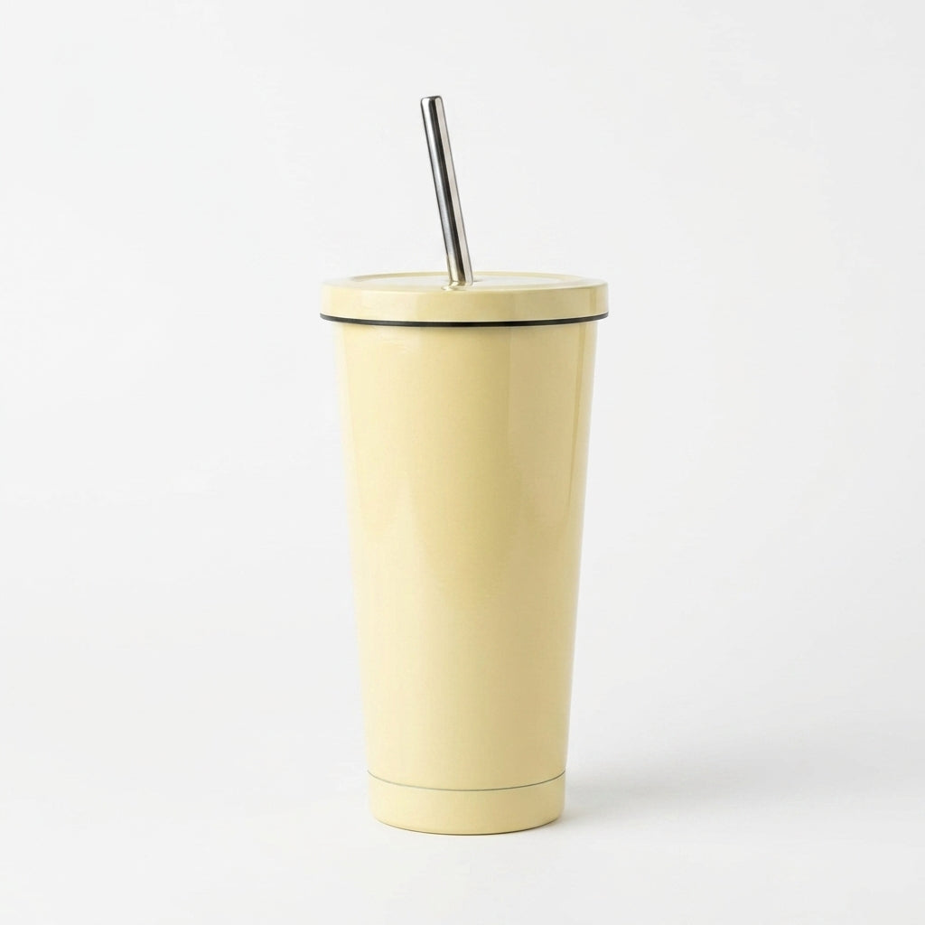 Personalized Stainless Steel Tumbler with Metal Straw
