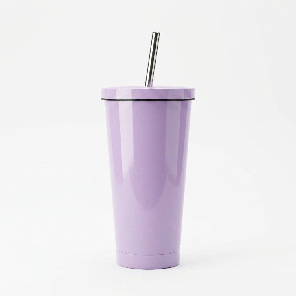 Personalized Stainless Steel Tumbler with Metal Straw