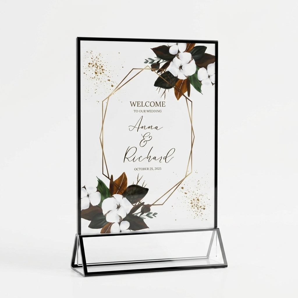 Elegant Double-Sided Table Sign Holder – Black Border Edition