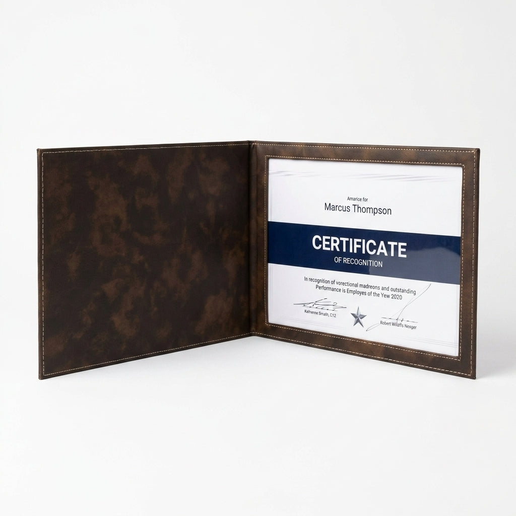 Premium Double Faux Leather Certificate Holder