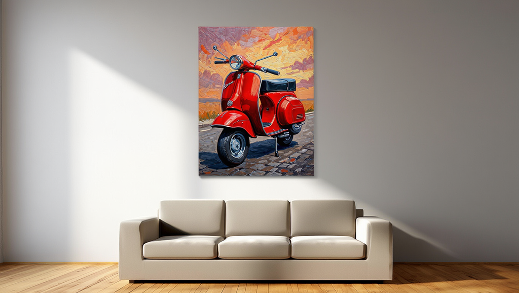 Classic Red Vespa - Premium Canvas Art Print