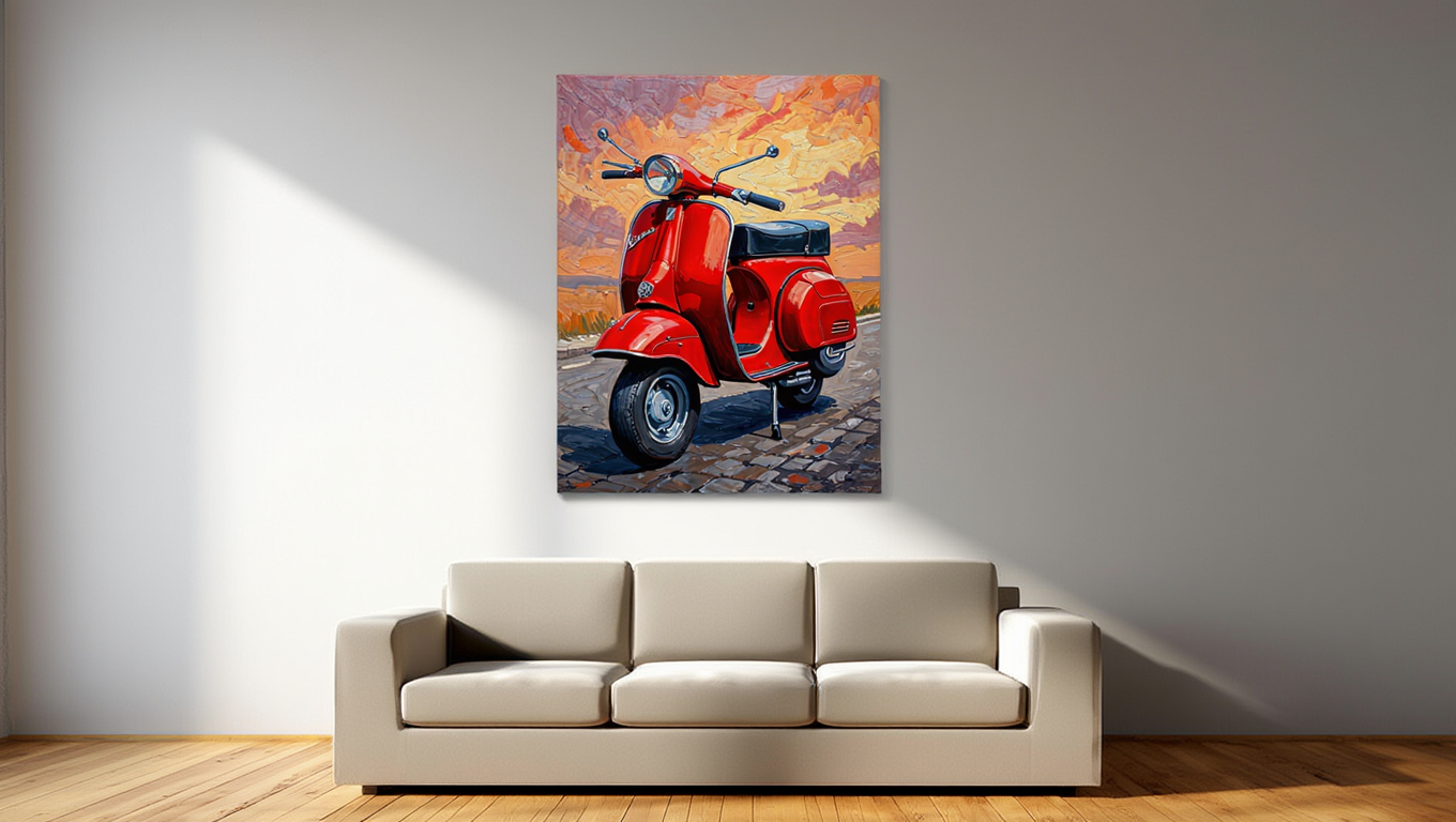Classic Red Vespa - Premium Canvas Art Print
