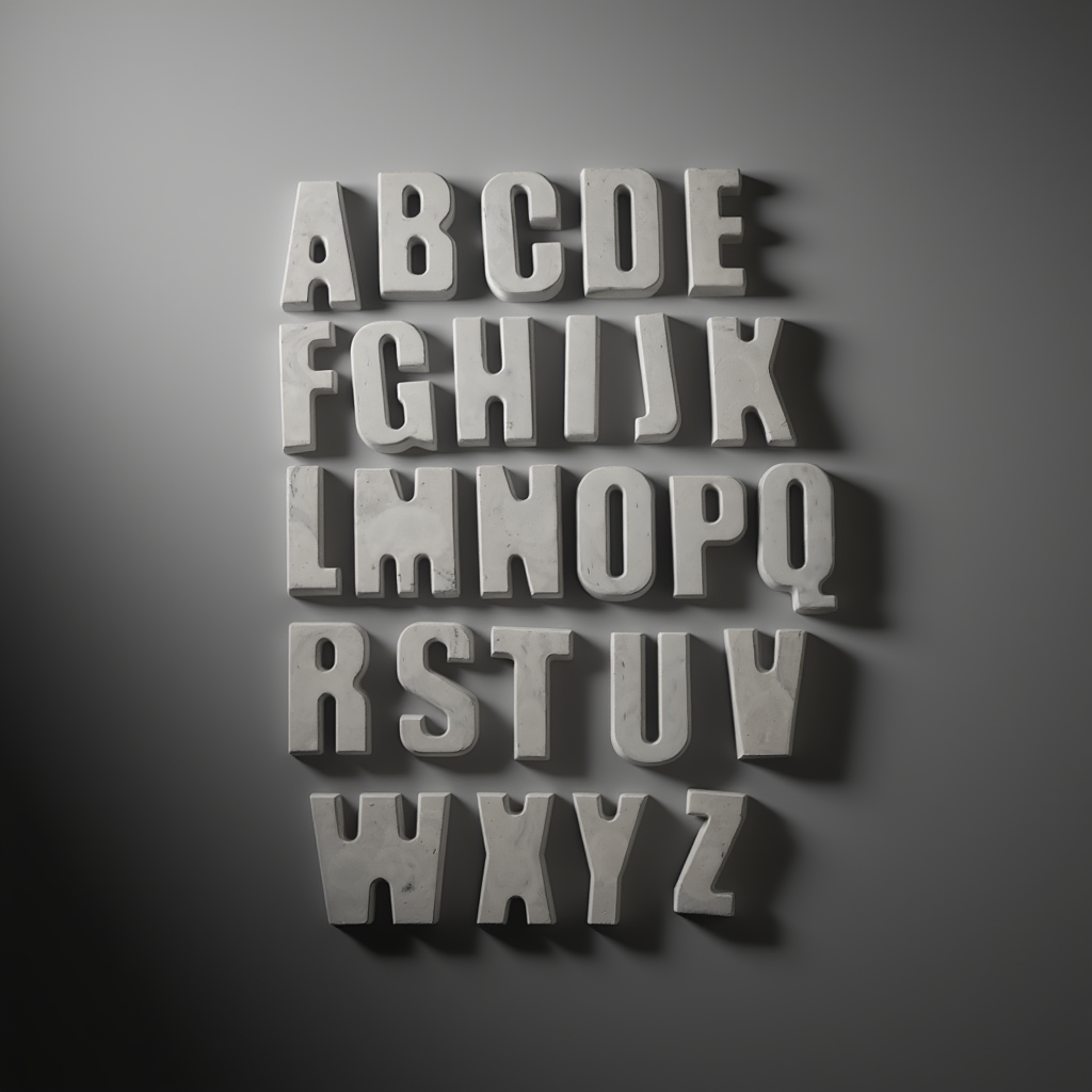 Gray 3D letters on a gray background