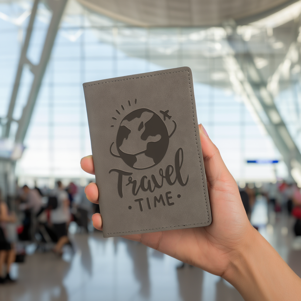 Faux Leather Passport Cover + Custom Laser Engraved