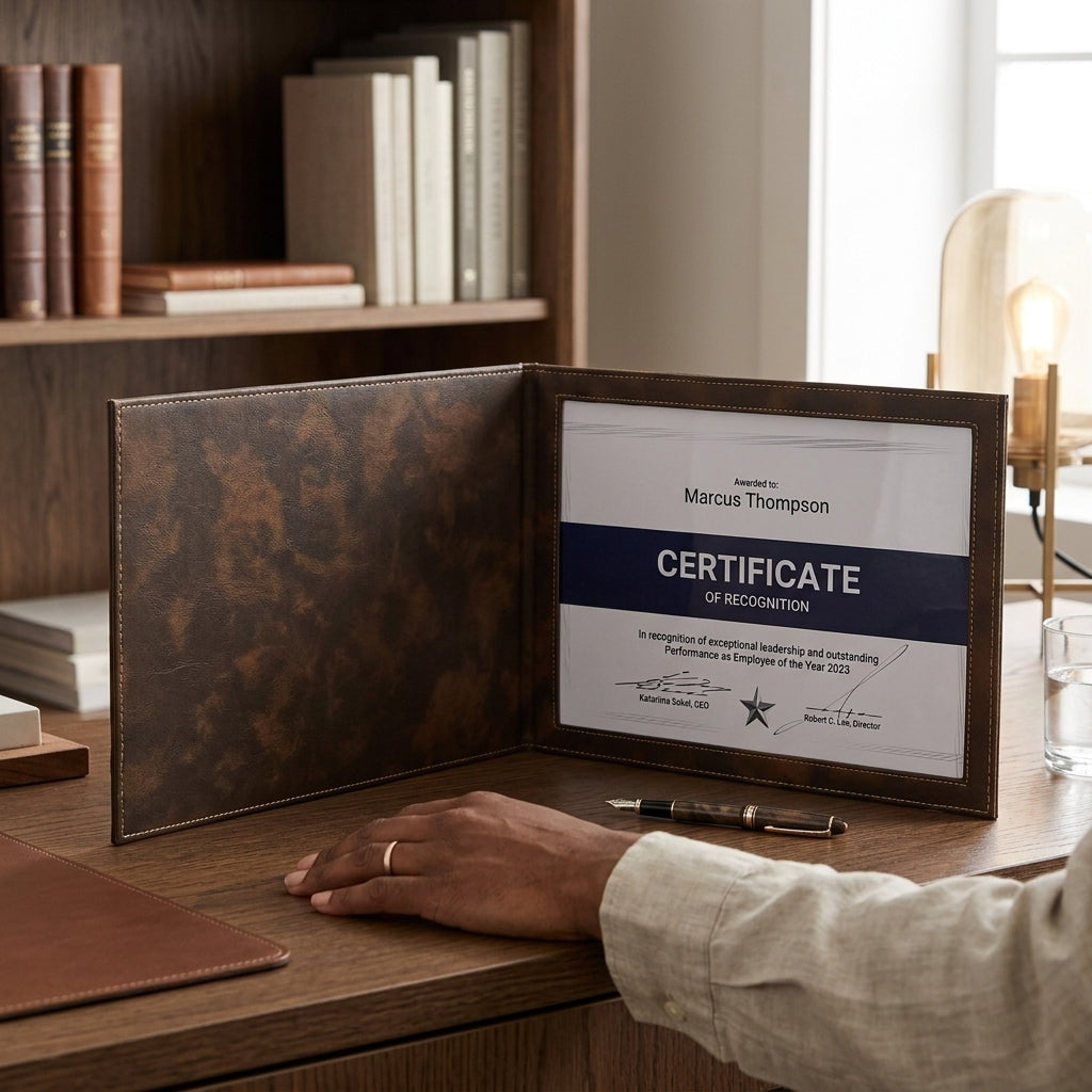 Premium Double Faux Leather Certificate Holder