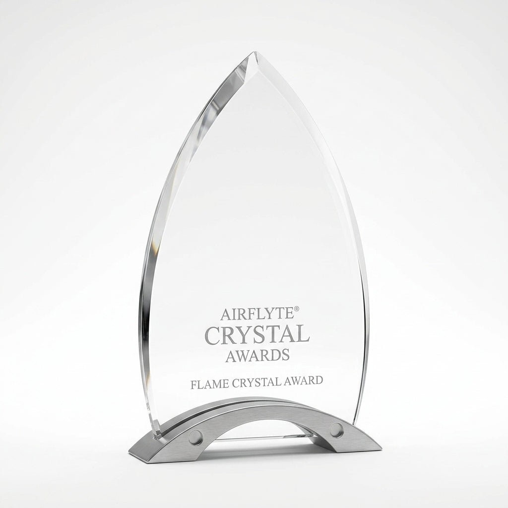 Executive Crystal Flame Award on Metallic Stand