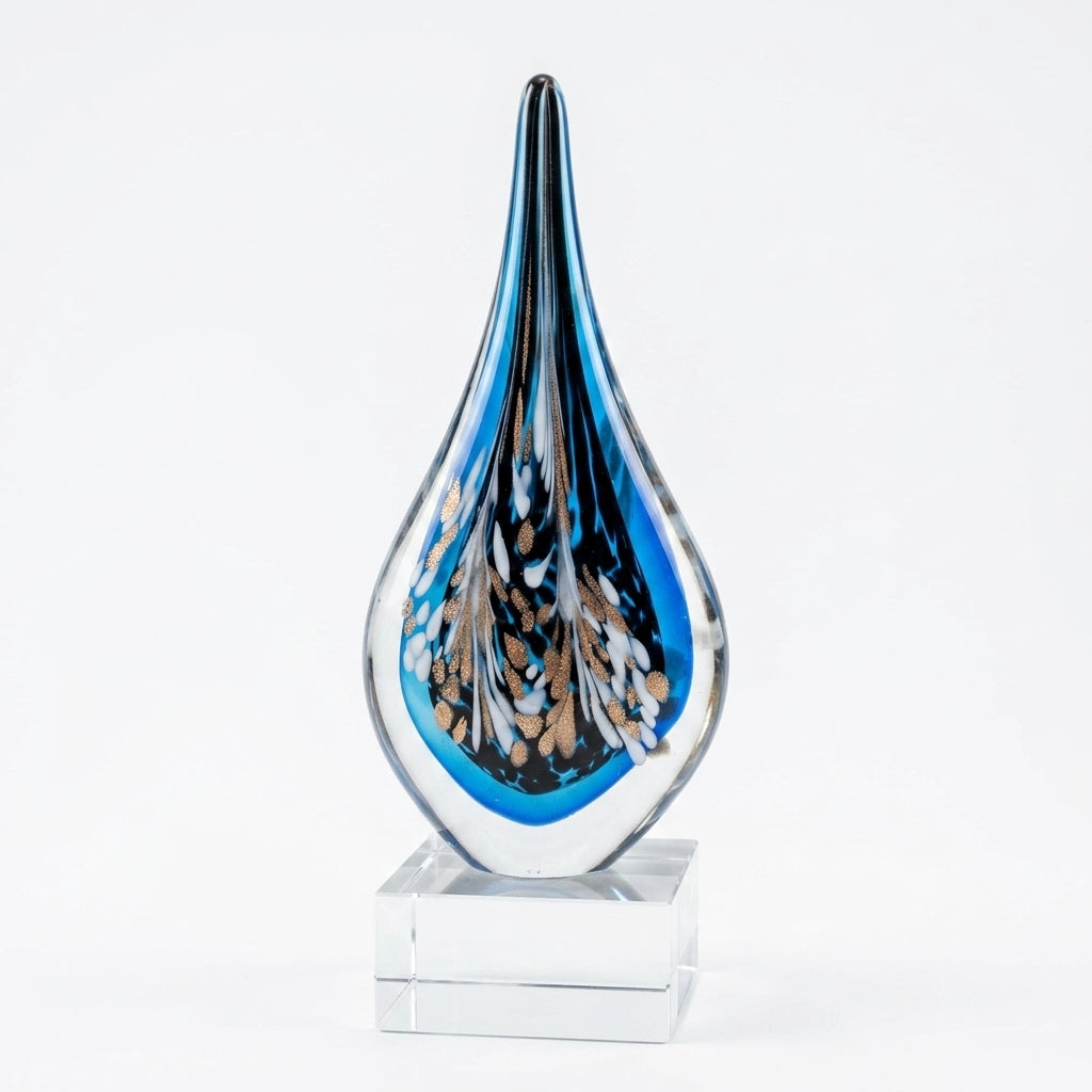 Artisan Hand Blown Glass Teardrop Sculpture