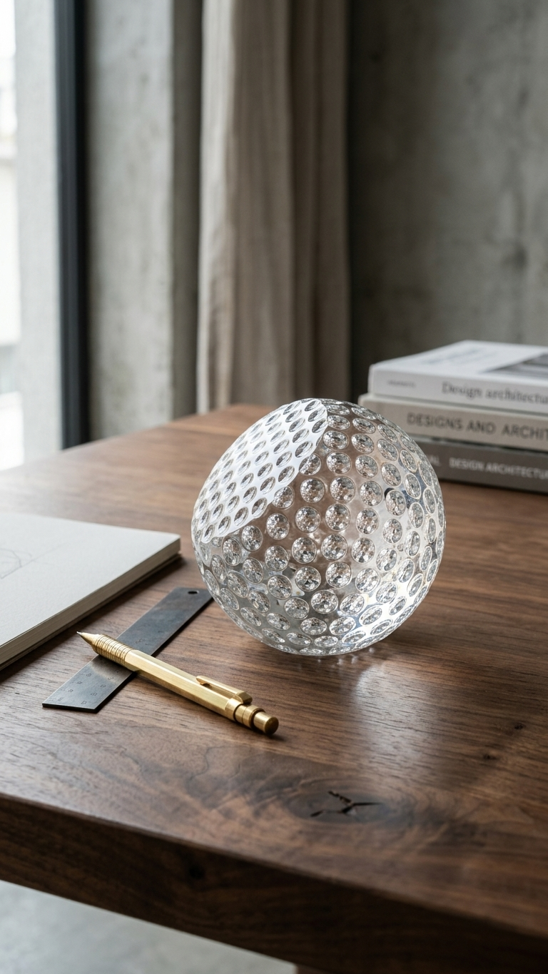 Big Custom Laser Engraved Crystal Golf Ball Trophy