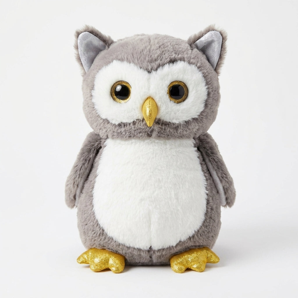 Sparkling Gold Eyes Owl Plush