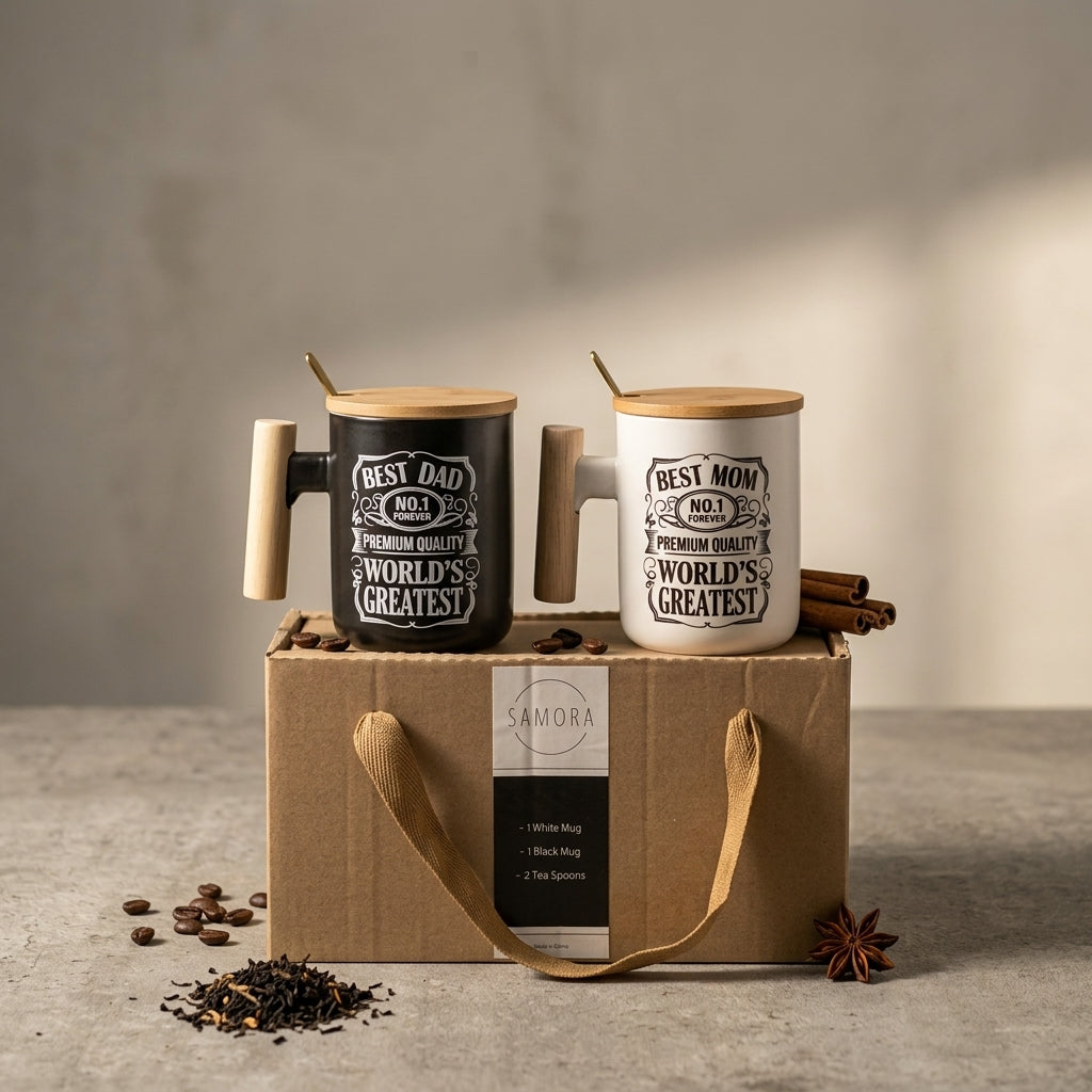 Personalized Ceramic Mug Gift Set – Premium Couple's Edition