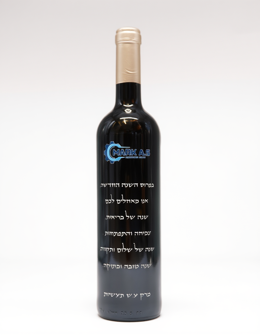 Wine bottle with a label on a white background