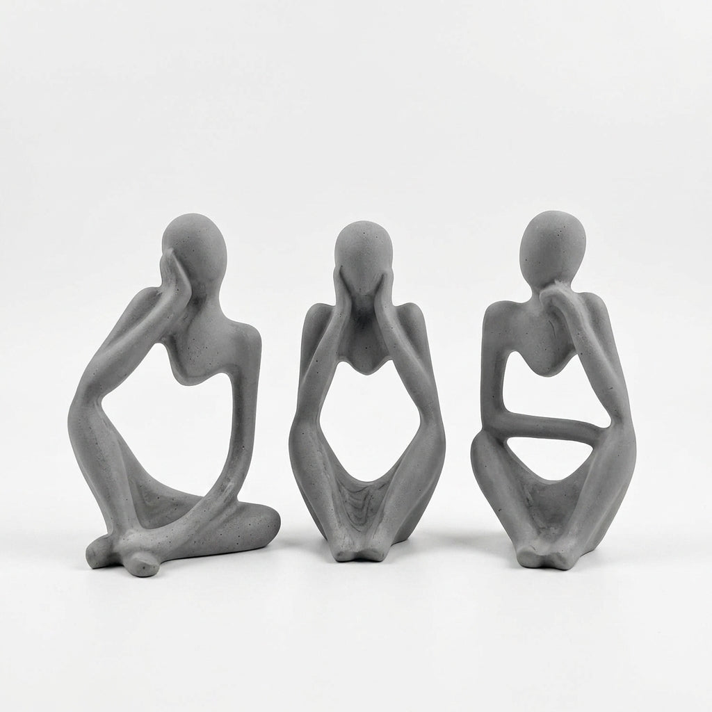 Abstract Thinker Figures - Modern Concrete Trio