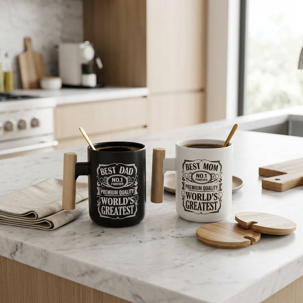 Personalized Ceramic Mug Gift Set – Premium Couple's Edition