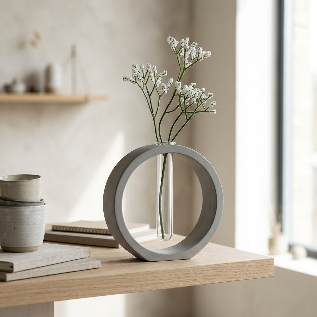 Concrete Vase with Durable Test Tube Insert