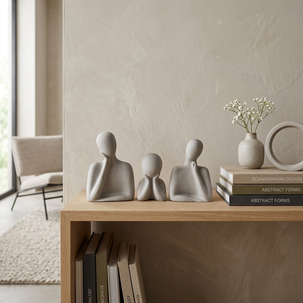 The Thinkers Trio - Minimalist Concrete Sculptures