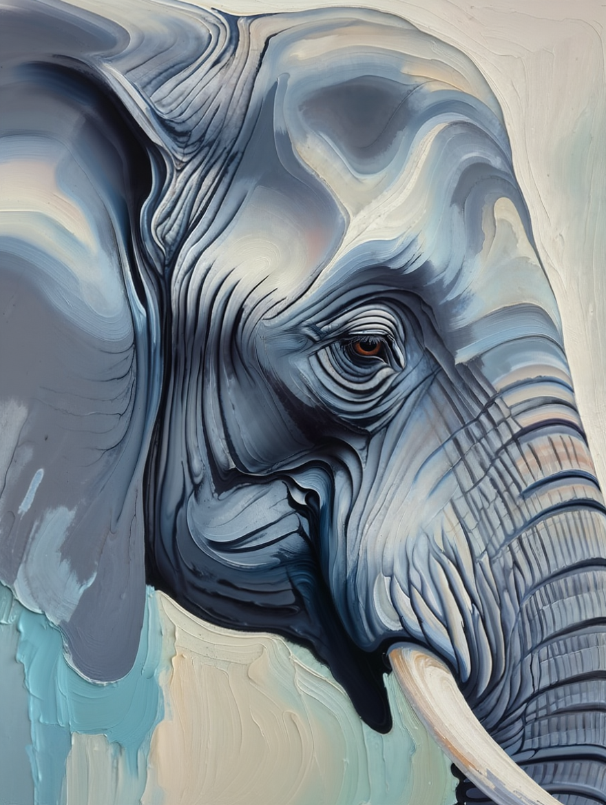 Abstract Elephant - Premium Canvas Art Print