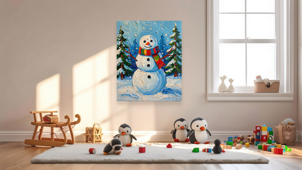 Winter Wonderland Snowman - Premium Canvas Art Print