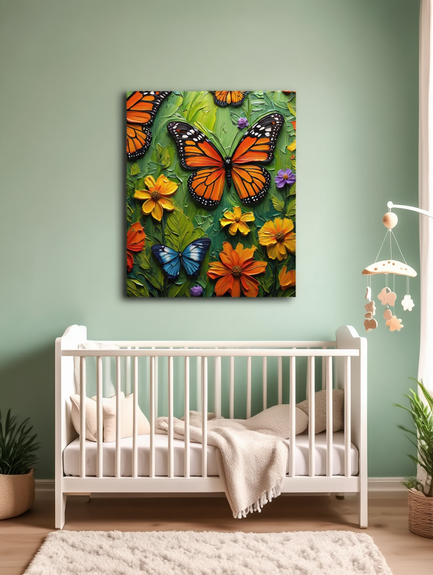 Butterfly Garden Paradise - Premium Canvas Art Print