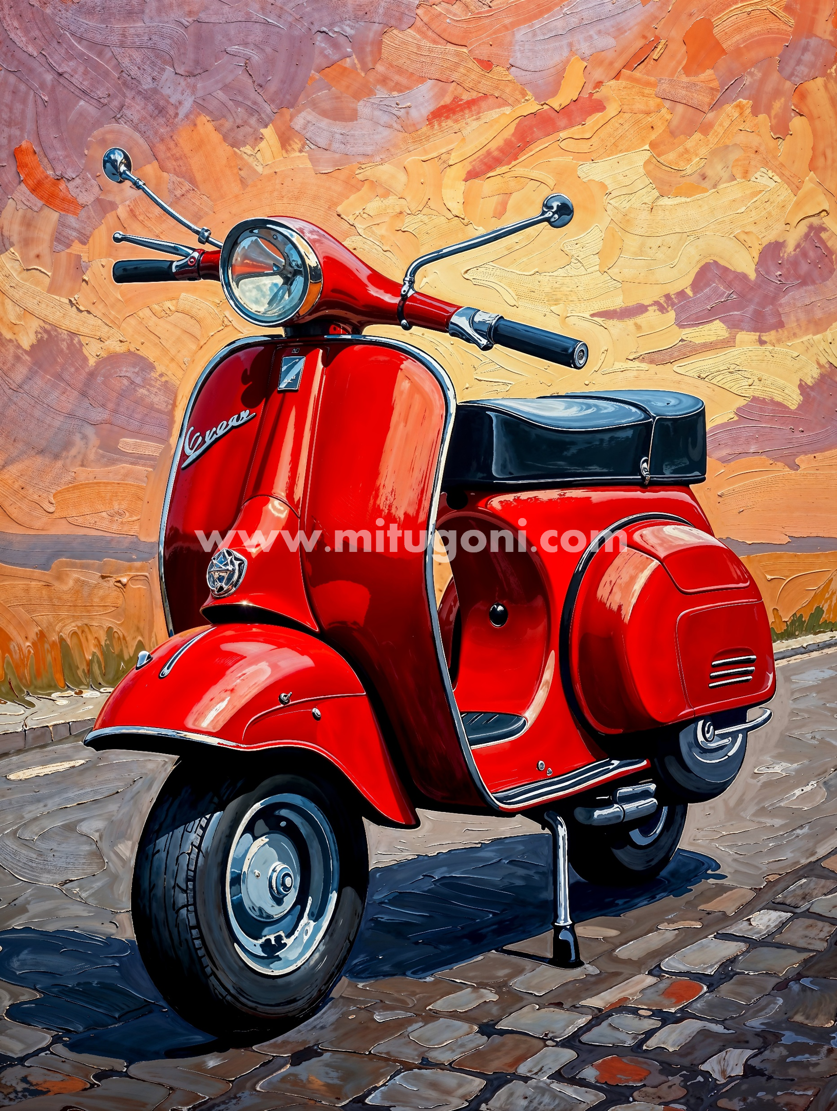 Classic Red Vespa Premium Canvas Print