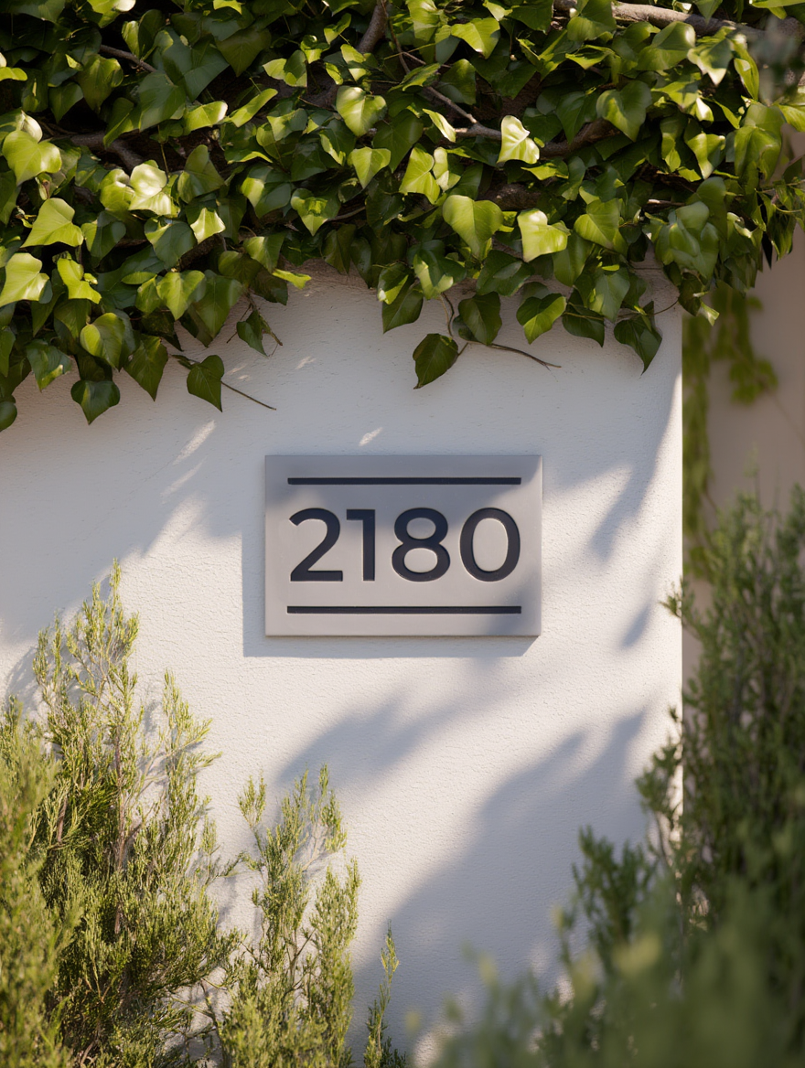 Modern Concrete Address Plaque – Black Acrylic Inlay