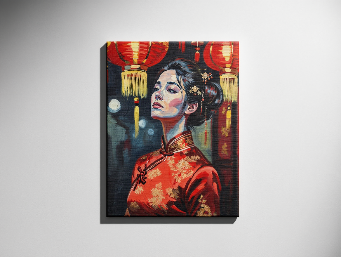 Elegant Chinese Woman - Premium Canvas Art Print