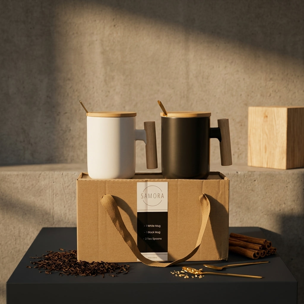 Personalized Ceramic Mug Gift Set – Premium Couple's Edition