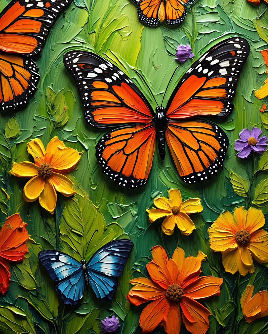 Butterfly Garden Paradise - Premium Canvas Art Print