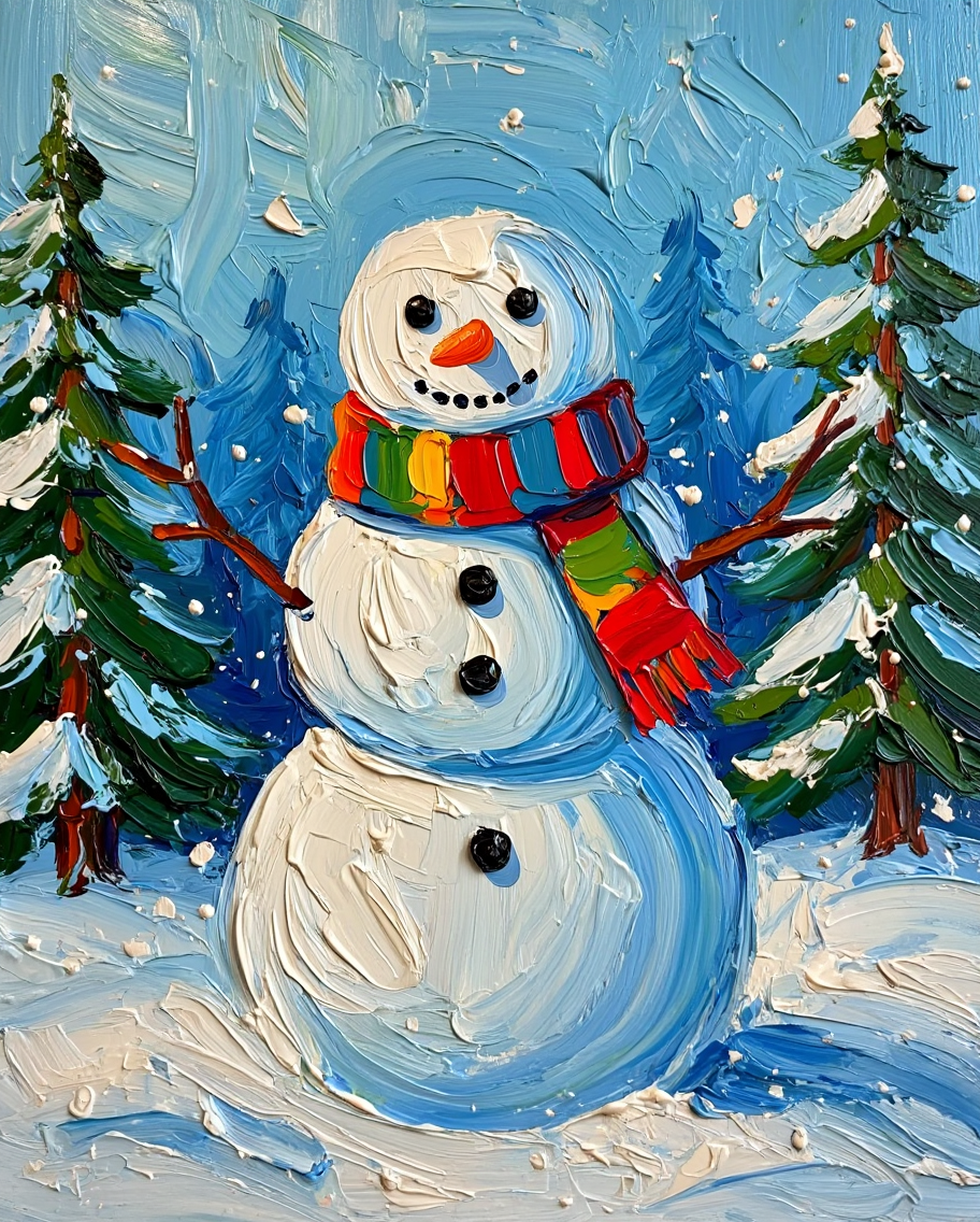 Winter Wonderland Snowman - Premium Canvas Art Print