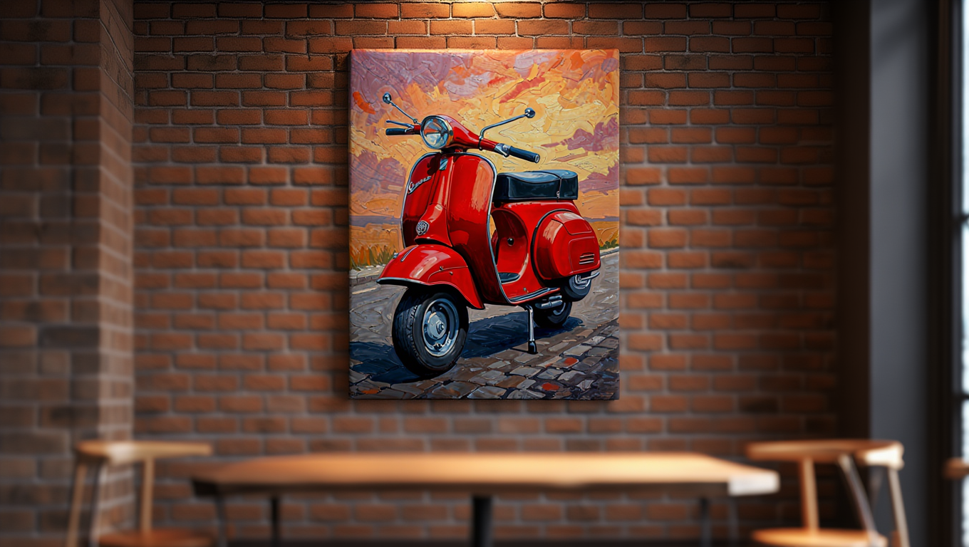 Classic Red Vespa - Premium Canvas Art Print