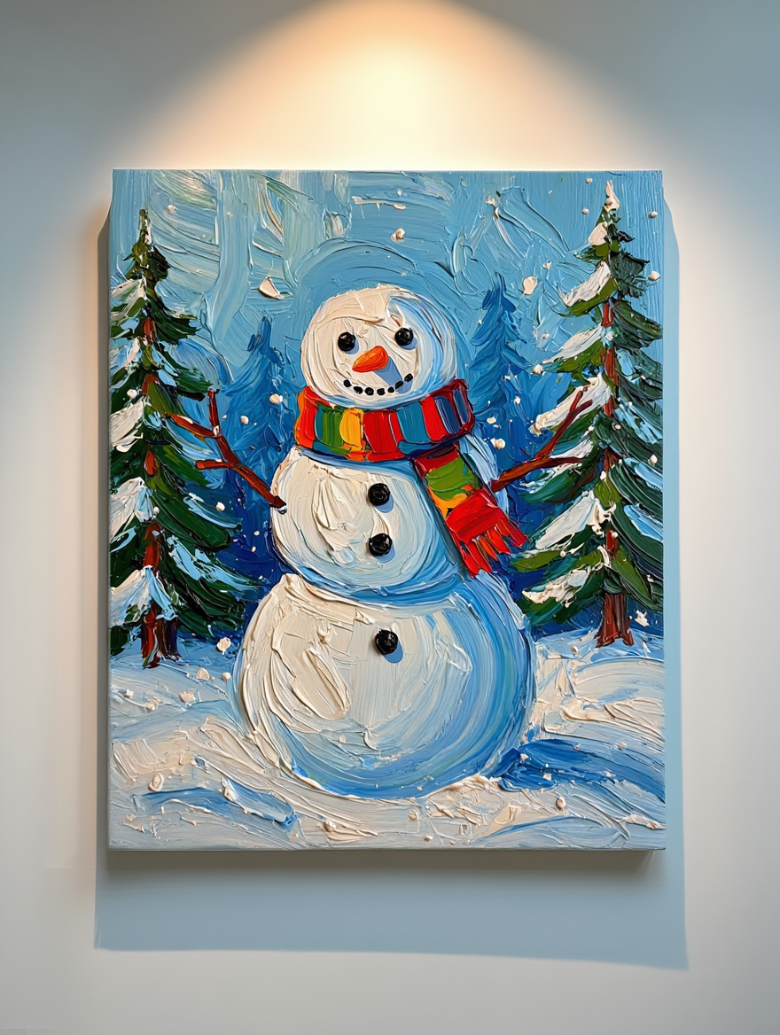 Winter Wonderland Snowman - Premium Canvas Art Print