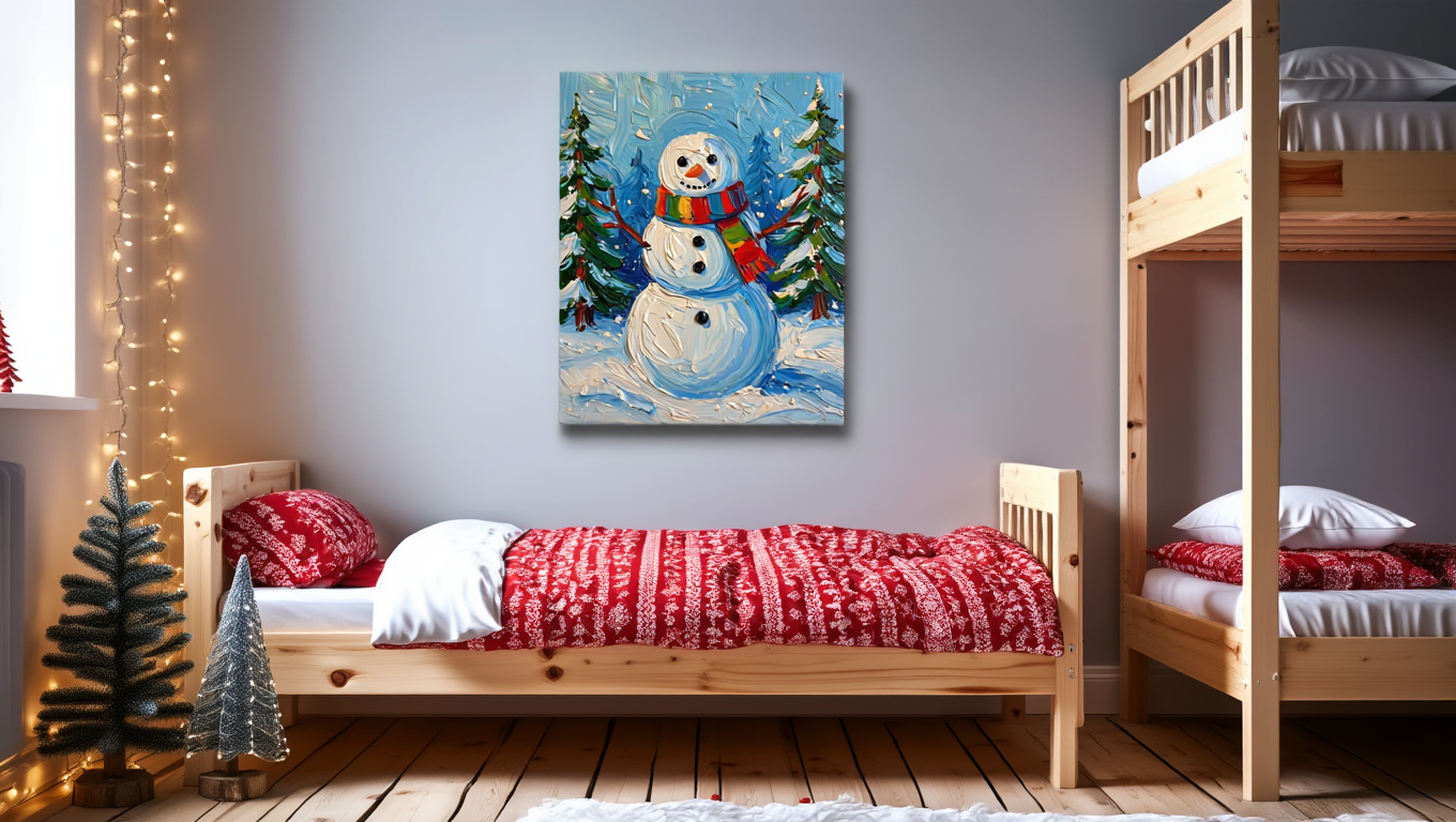 Winter Wonderland Snowman - Premium Canvas Art Print
