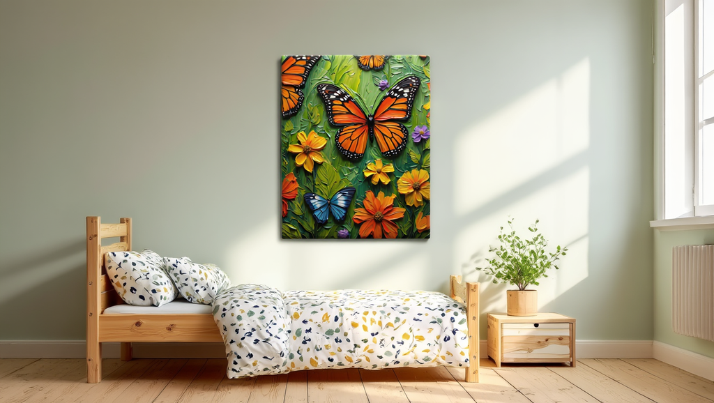 Butterfly Garden Paradise - Premium Canvas Art Print