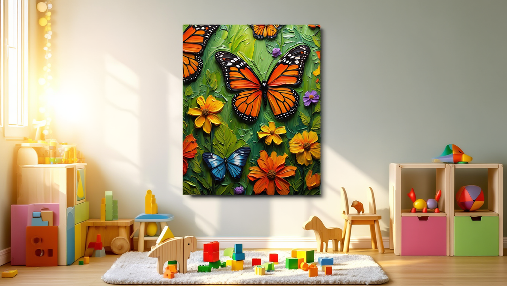 Butterfly Garden Paradise - Premium Canvas Art Print