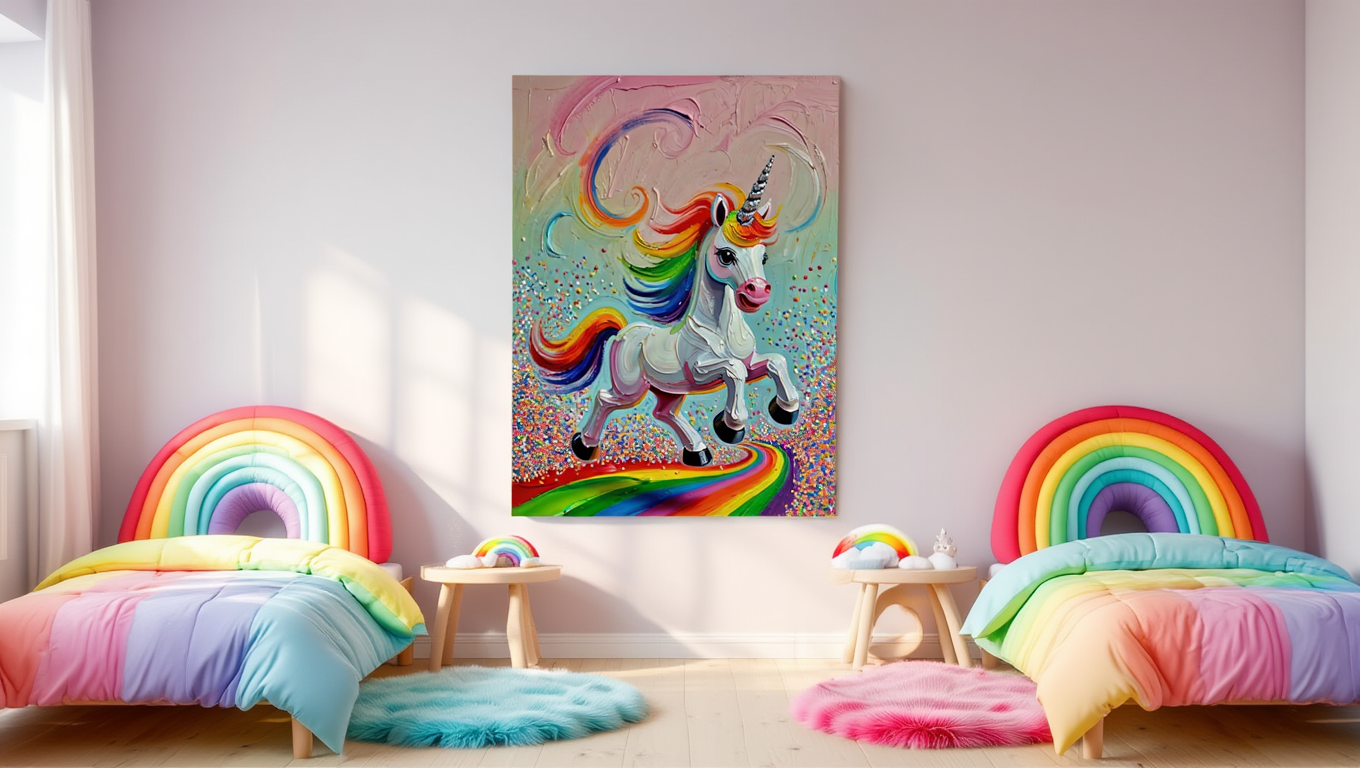 Rainbow Magic Unicorn - Premium Canvas Art Print