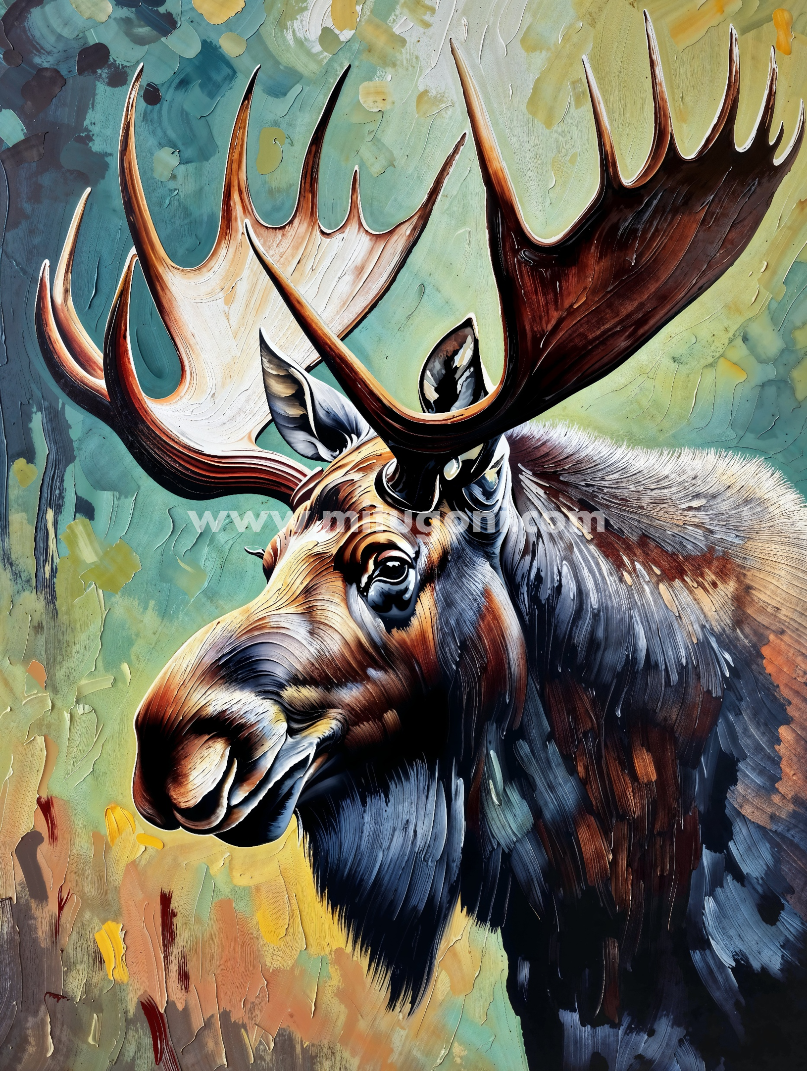 Premium Giclée Art Print (Paper or Canvas) - Majestic Moose Portrait
