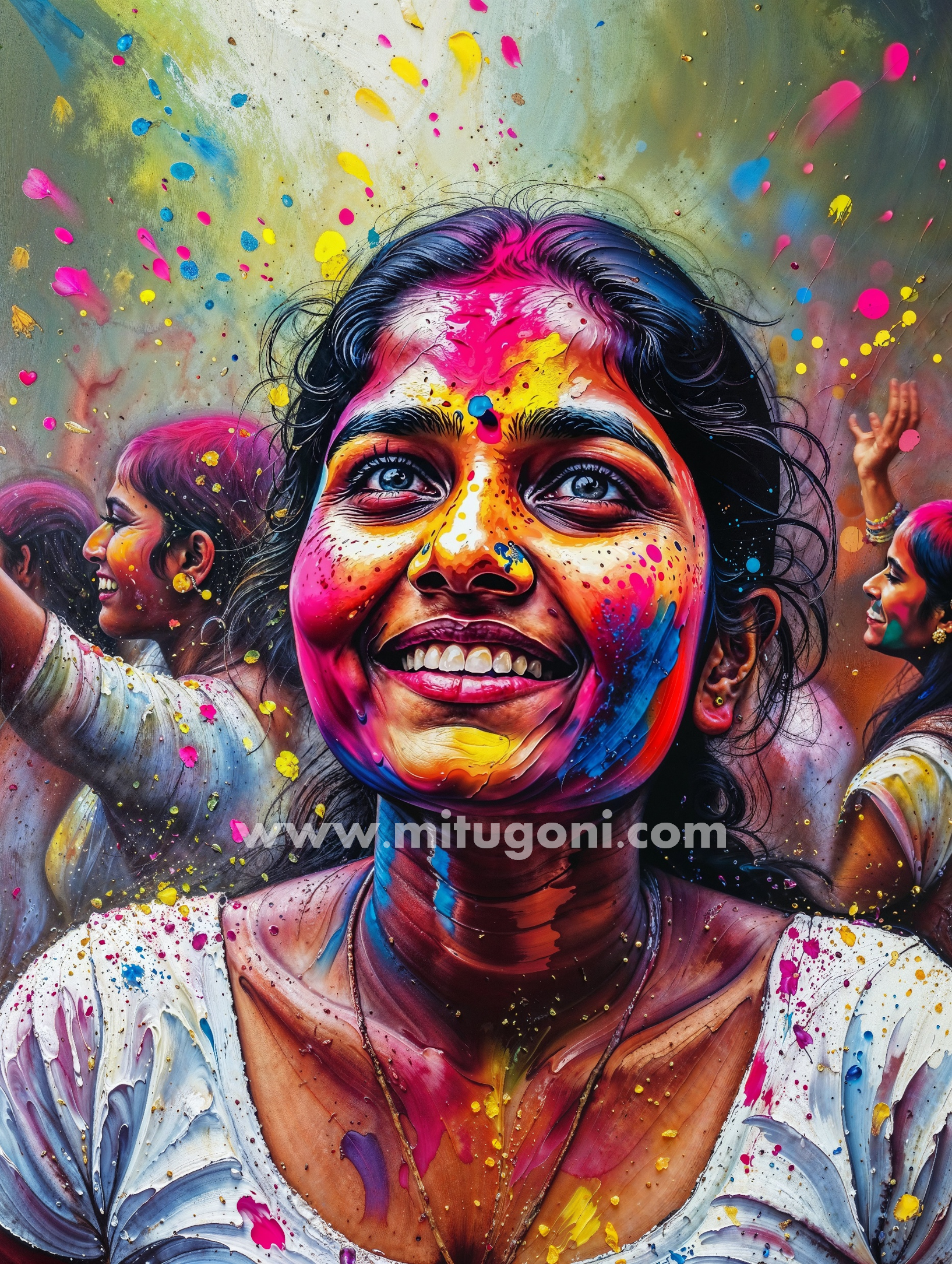 Premium Giclée Art Print (Paper or Canvas) - Holi Festival Celebration