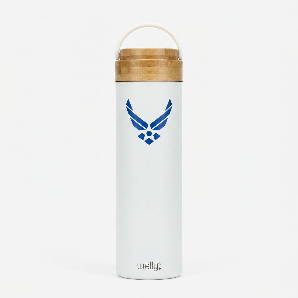 Personalized Stainless Steel Water Bottle with Bamboo Lid