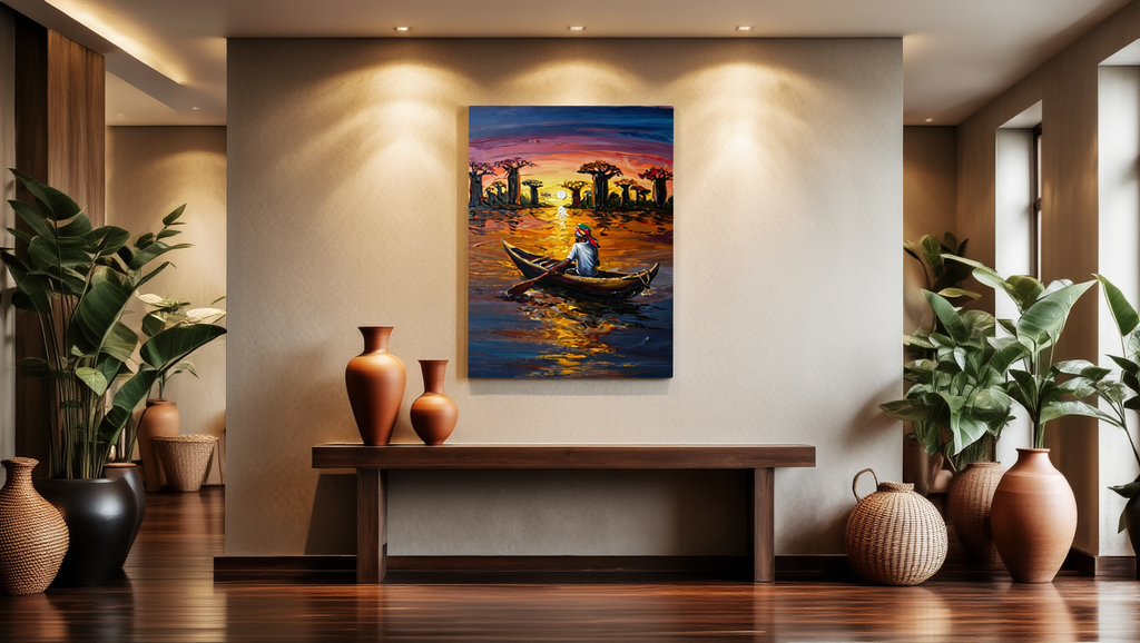 Premium Giclée Art Print (Paper or Canvas) - Malagasy Fisherman at Avenue of the Baobabs