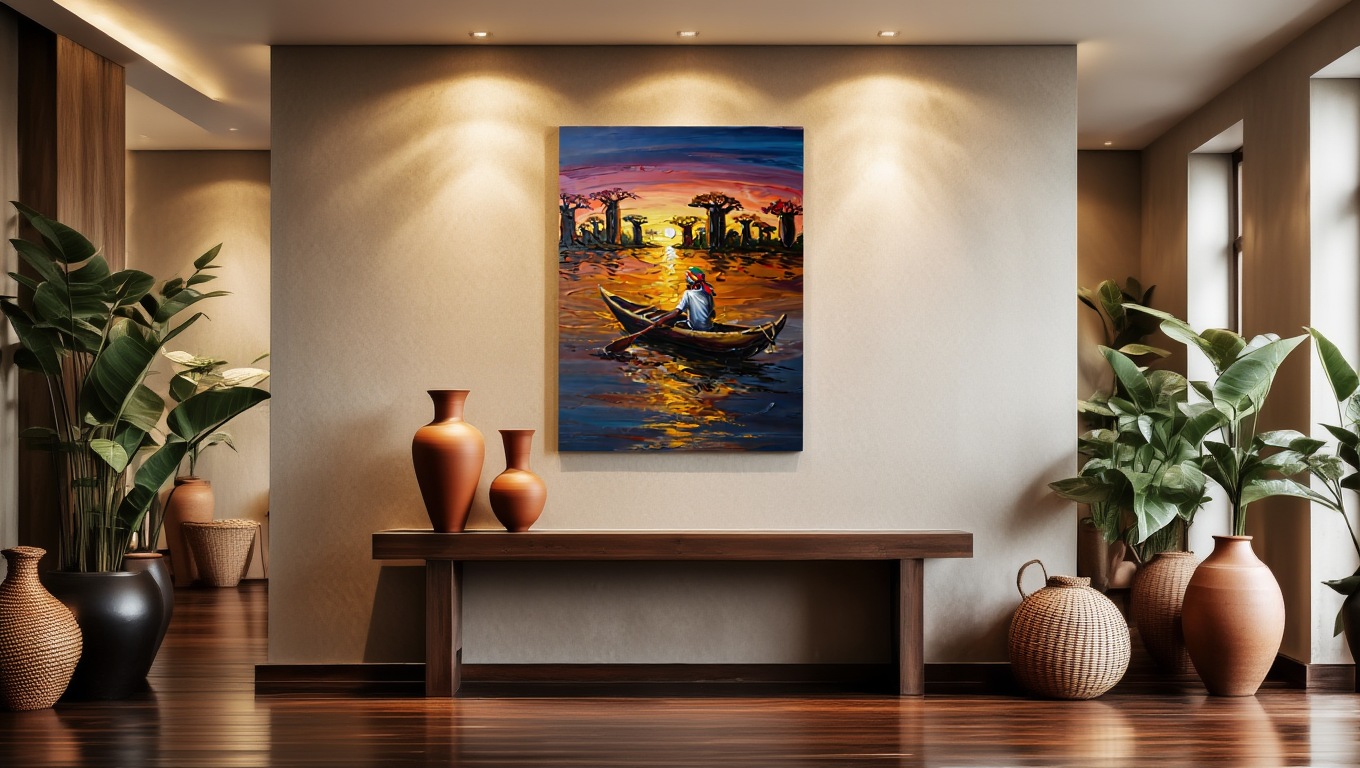 Premium Giclée Art Print (Paper or Canvas) - Malagasy Fisherman at Avenue of the Baobabs