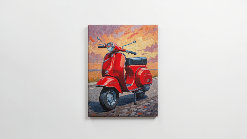 Classic Red Vespa - Premium Canvas Art Print