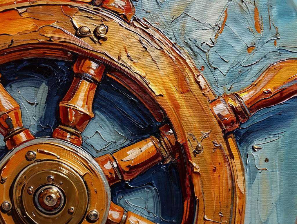 Close-up of a mechanical object with gold and blue colors